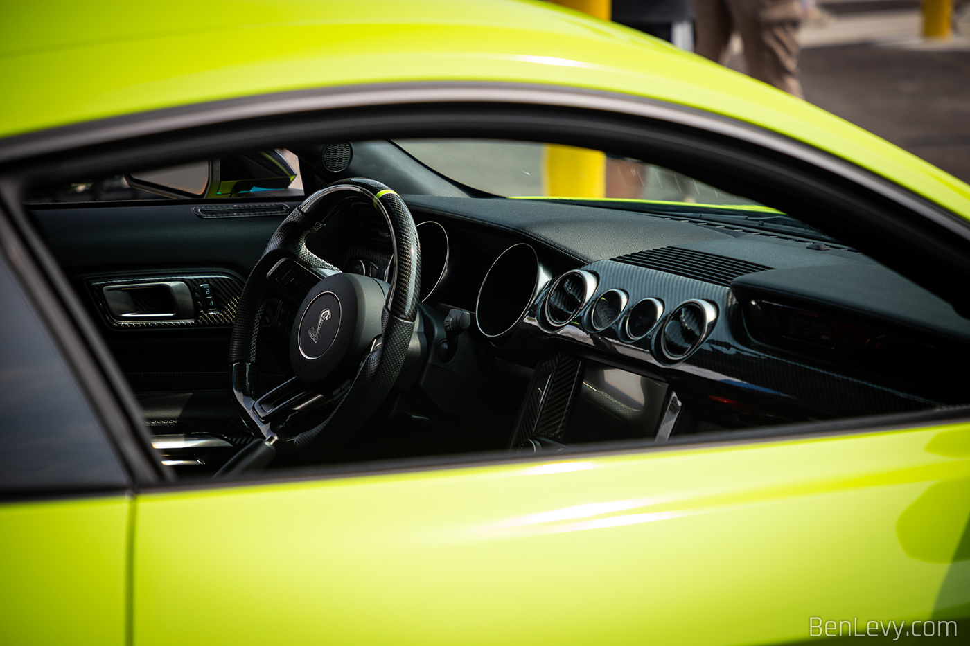 Peaking in the window of a Mustang GT350