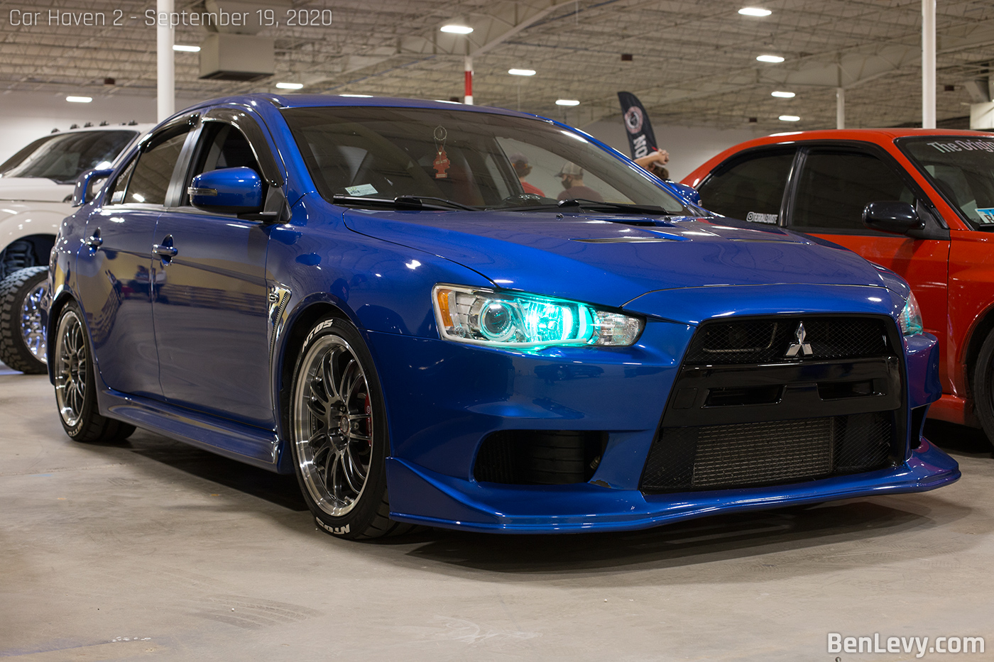 Blue Mitsubishi Lancer Evolution