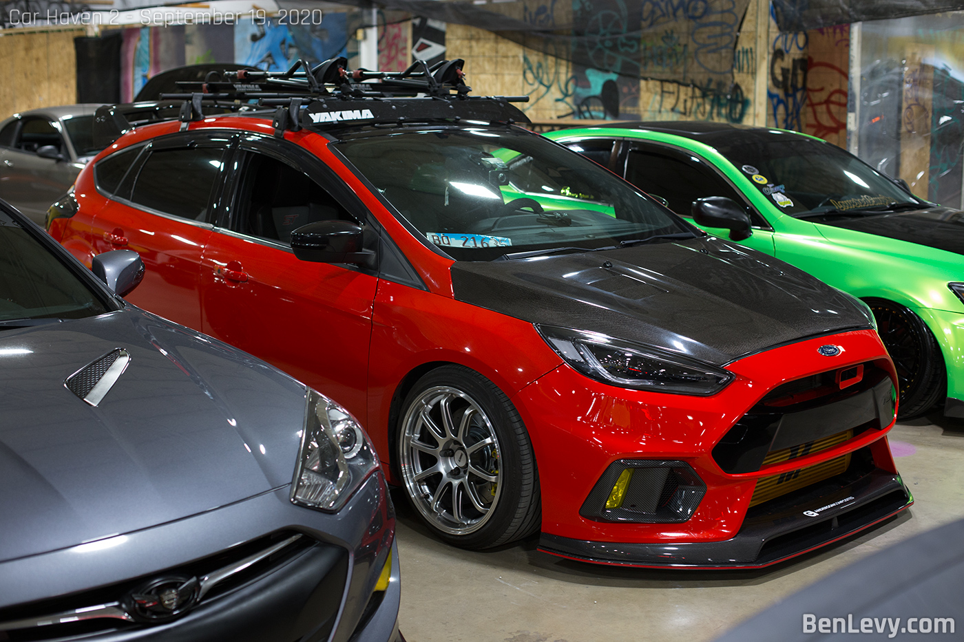 Red Ford Focus St With Cf Hood Benlevy Com