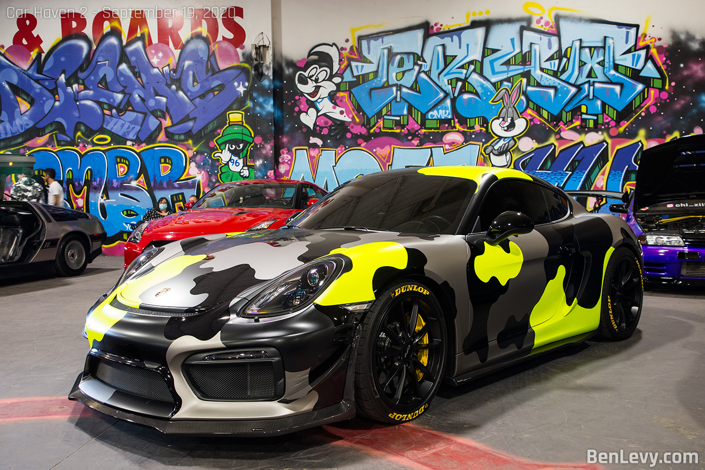 Camo Porsche GT4 in Front of Graffiti