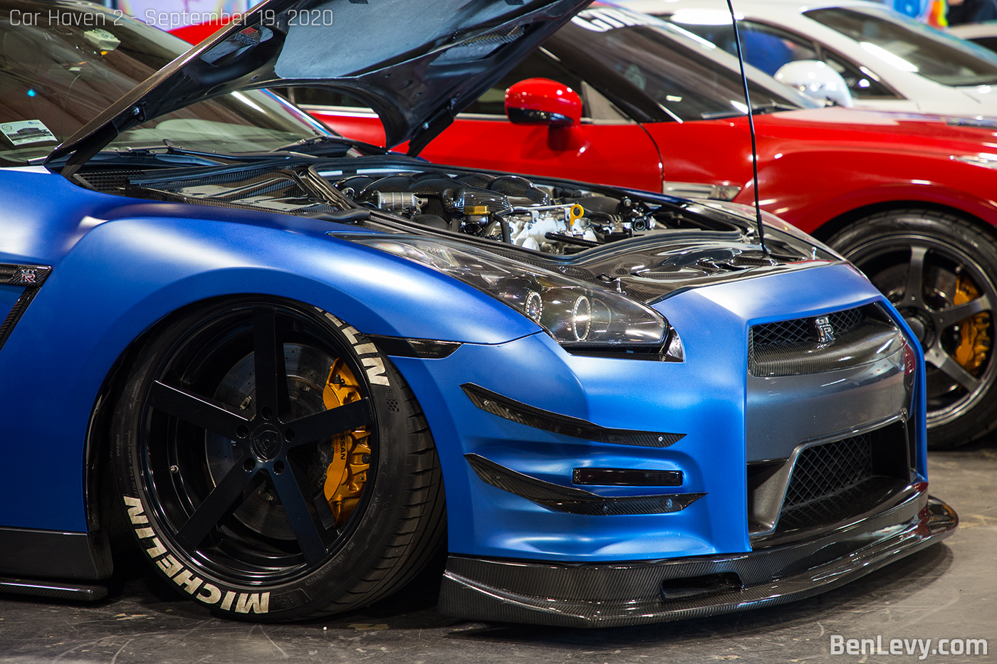 Blue Nissan GT-R with Rohana RC22 Matte Black Wheels