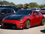 Red Nissan 370Z on Gold Wheels