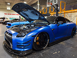 R35 Nissan GT-R with blue wrap