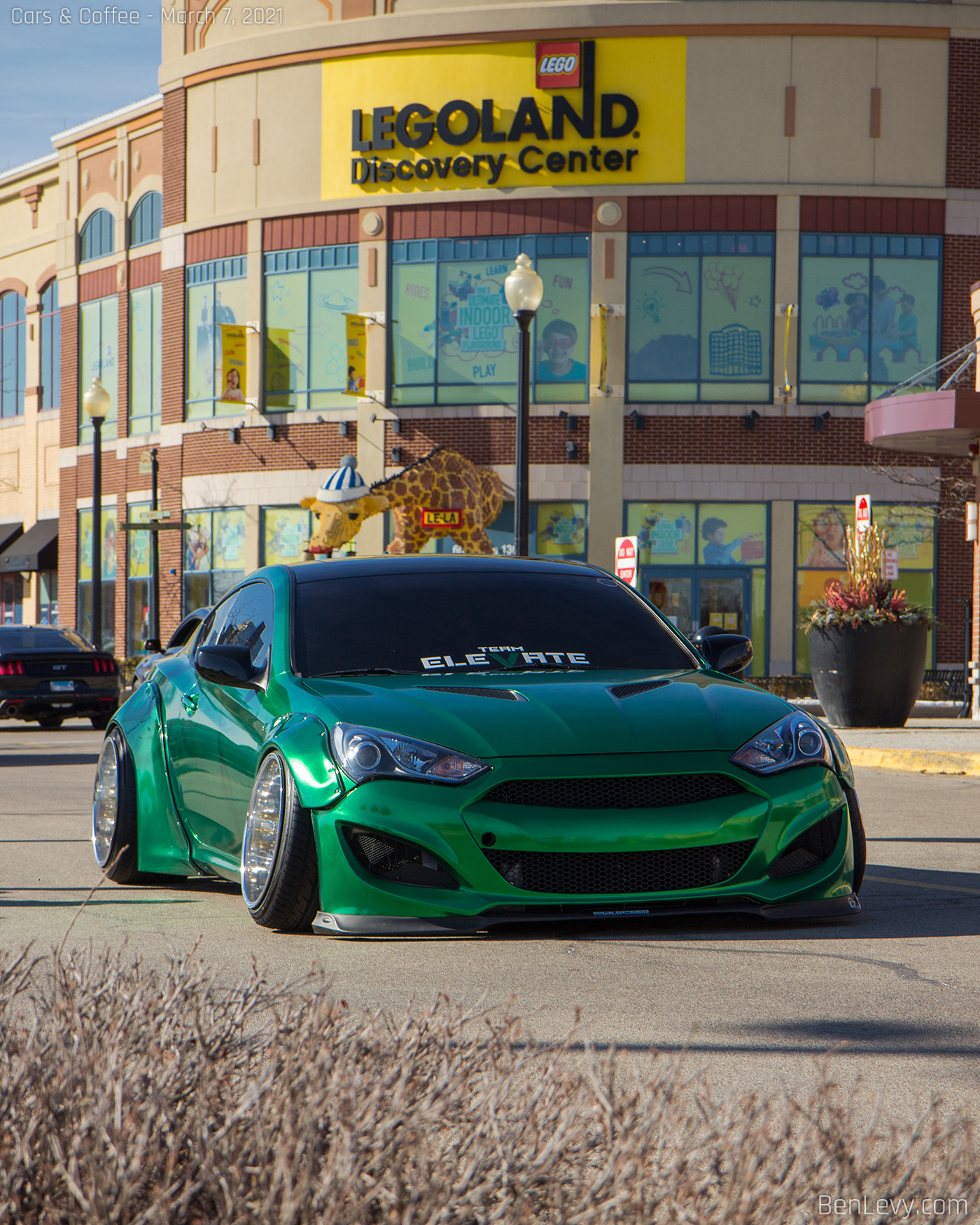 Widebody Hyundai Genesis Coupe in front of Legoland