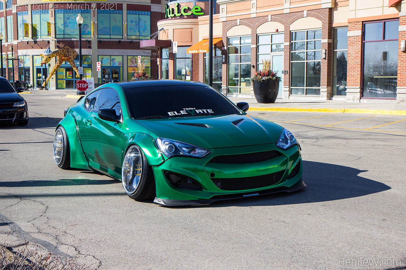 Green Widebody Genesis Coupe at Streets of Woodfield