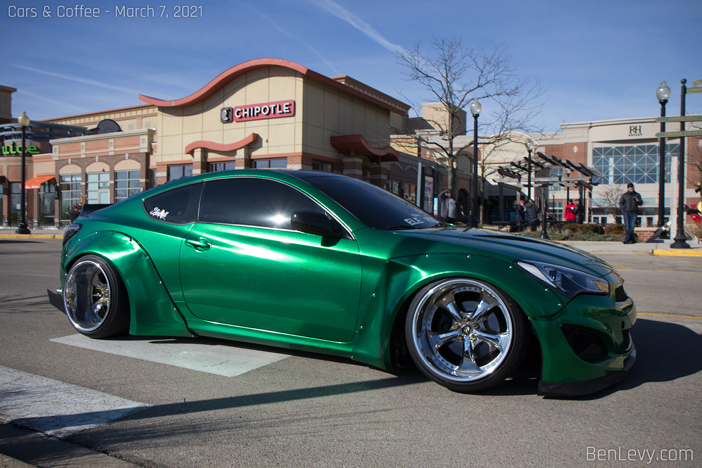 Green Widebody Hyundai Genesis Coupe at the Streets of Woodfield