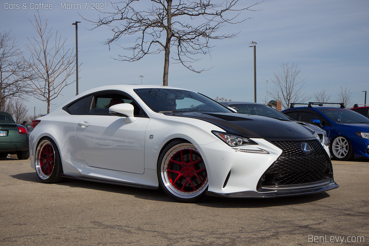 White Lexus RC350 with Red Wheels