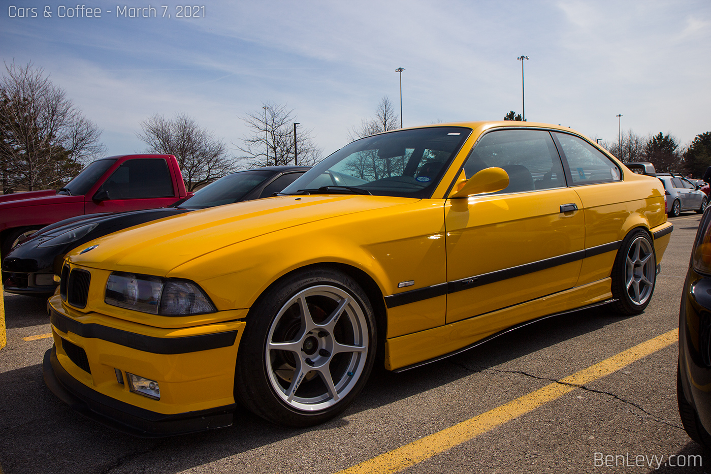 Yellow BMW M3 with Kosei K1 Racing Wheels