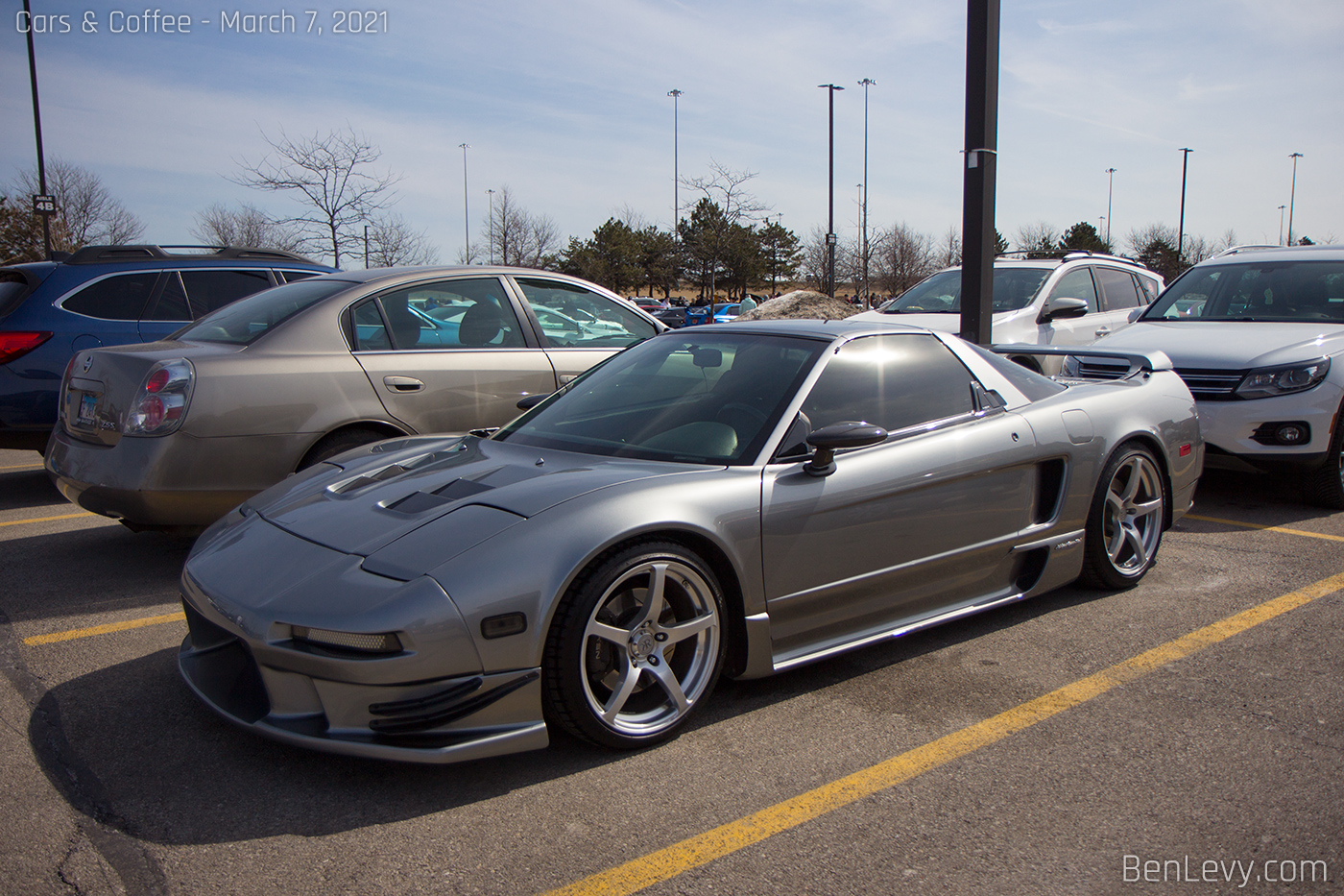 Silver Acura NSX with full body kit
