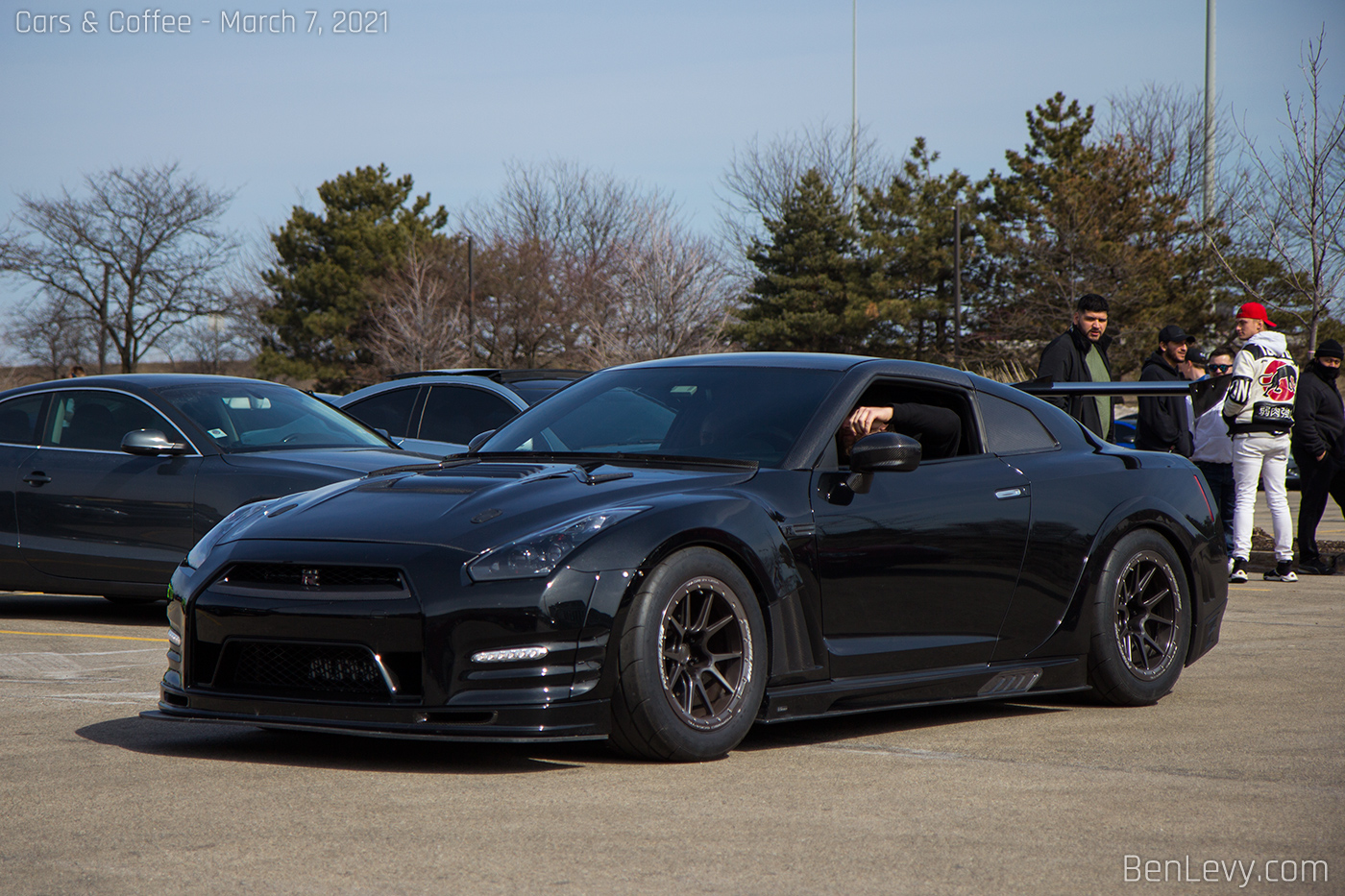 Black Nissan GT-R with Fat Tires