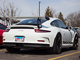 Rear of White 991 GT3 RS