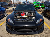 Black Honda S2000 with the hood removed