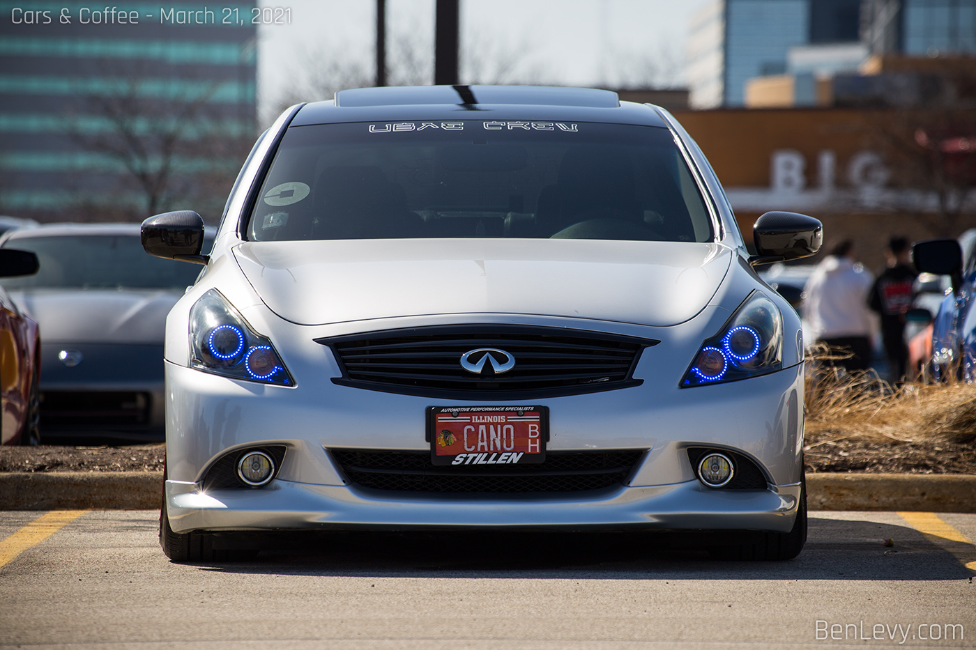 Front of Bagged Infiniti G37x in Silver