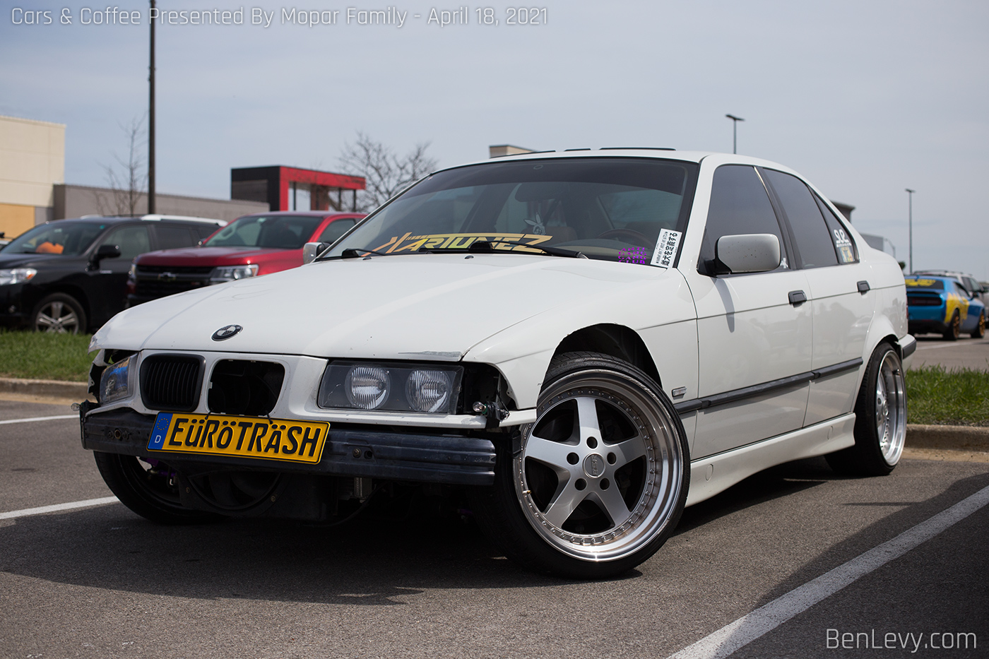White E36 BMW Sedan on ESR Wheels