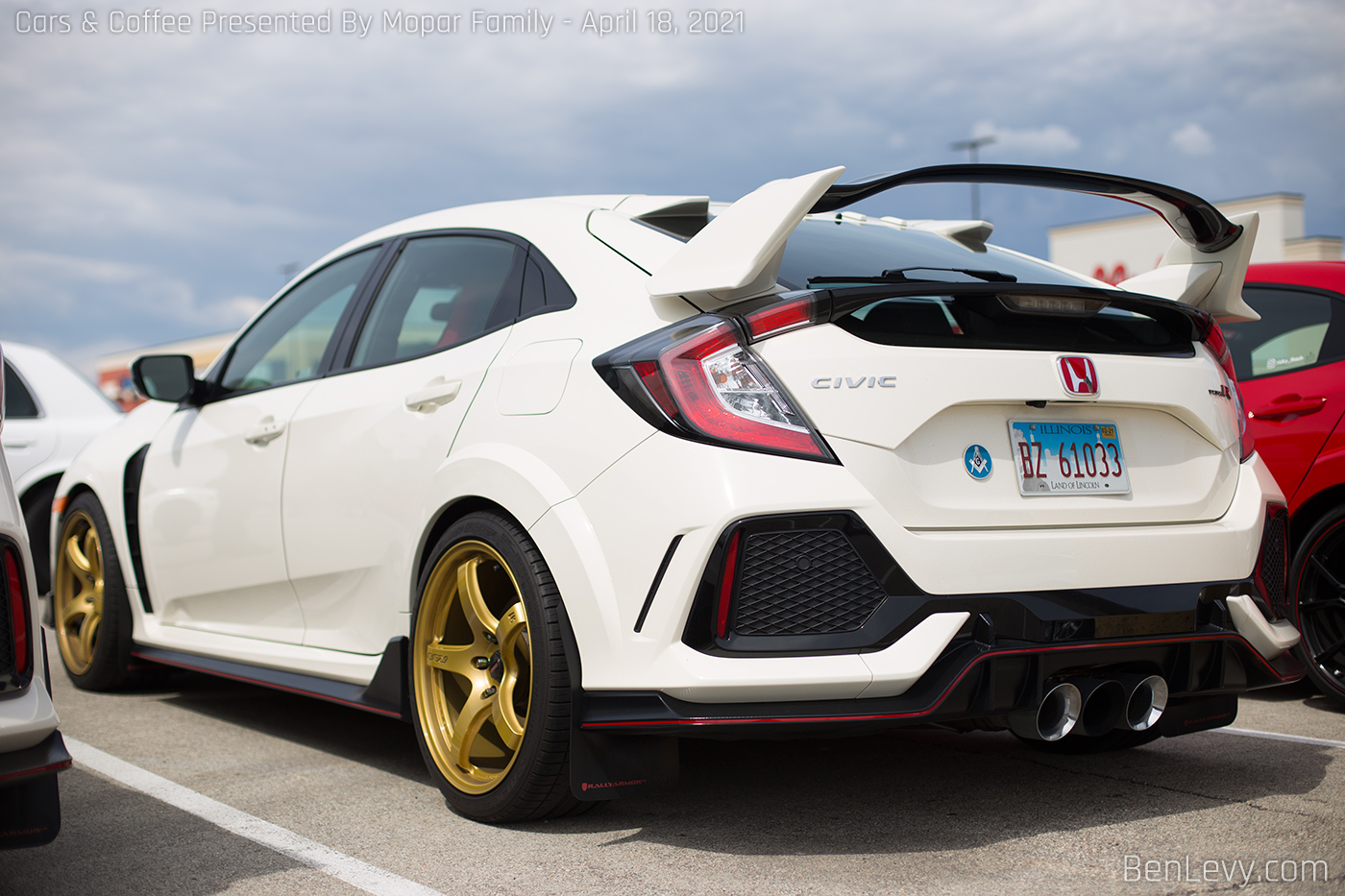 White FK8 Civic Type R with Gold Rays Gram Lights 57CR Wheels