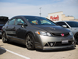 Gray Metallic Honda Civic Sedan with Custom Front Bumper