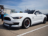 White S550 Mustang at a Cars & Coffee in Downers Grove