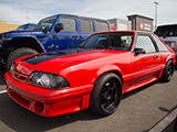 Red Foxbody Mustang with Three-Piece Wheels