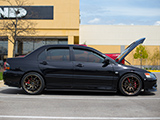 Black Mitsubishi Lancer Evolution from the Side