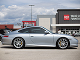 Silver Porsche 911 GT3 (996) from the side