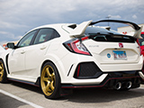 White FK8 Civic Type R with Gold Rays Gram Lights 57CR Wheels