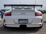 Rear of White Porsche 997 GT3