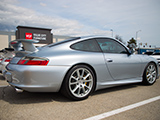 Rear Quarter of Silver Porsche 911 GT3