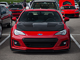 Red Subaru BRZ with Carbon Fiber Hood
