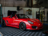 Red Porsche Boxster Spyder at Chicago Auto Pros Glenview