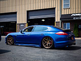 Blue Porsche Panamera at Chicago Auto Pros Glenview