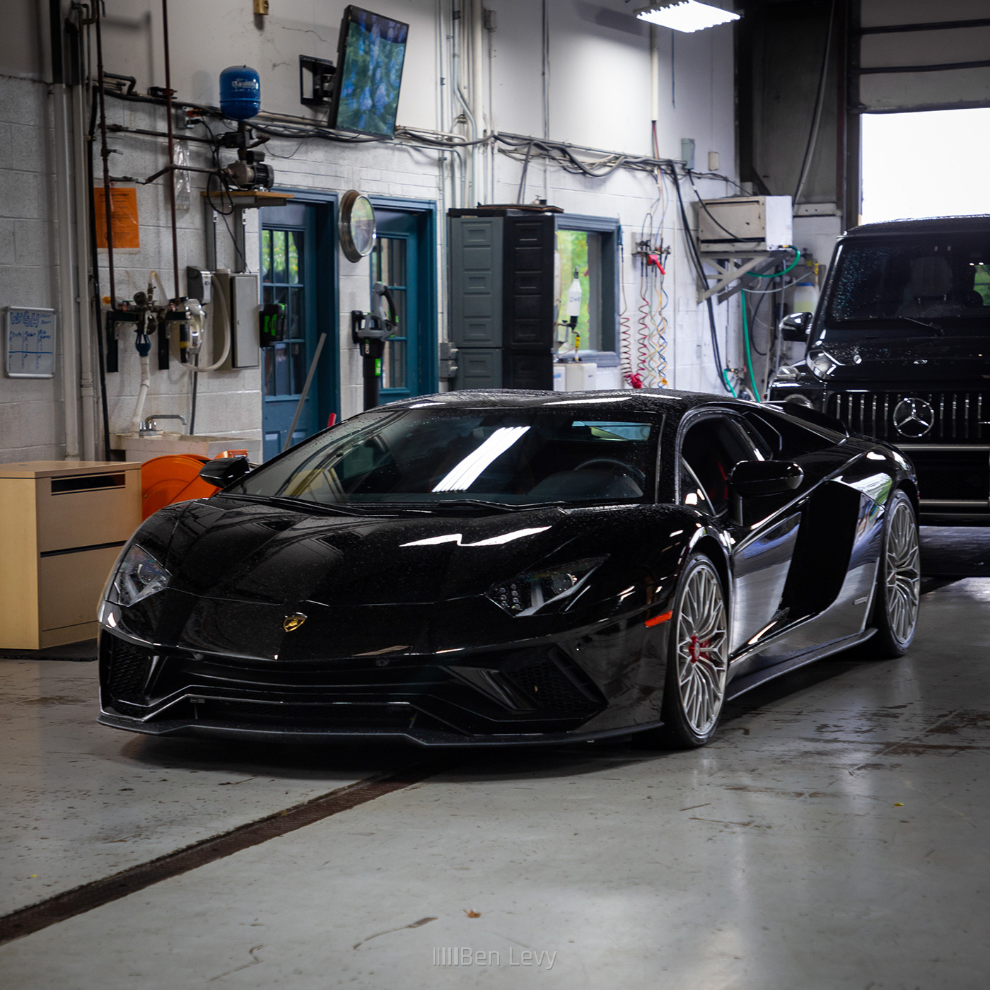 Black Lamborghini Aventador S at Chicago Auto Pros