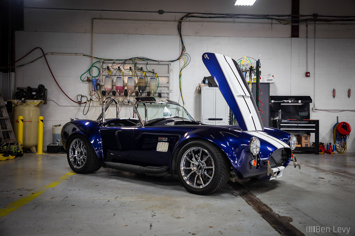 Blue AC Cobra with the Hood Up