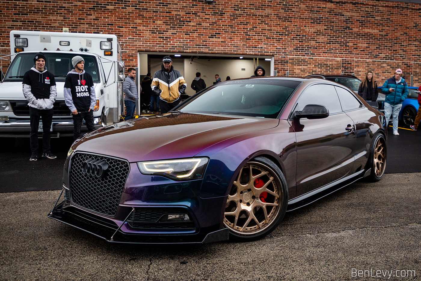 Bagged Purple Audi S5 at Chicago Auto Pros