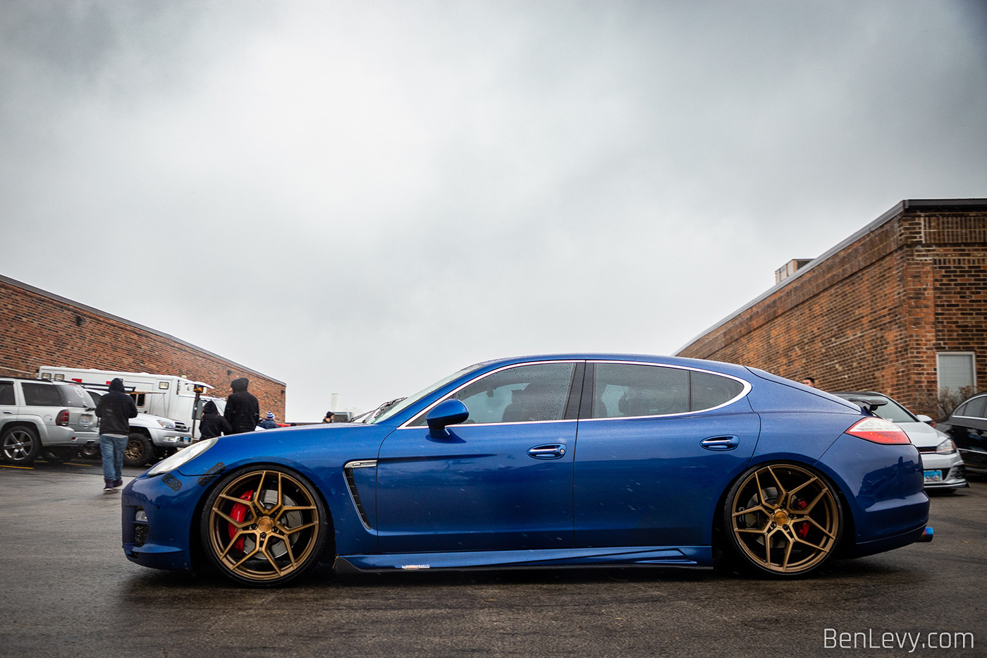 Slammed Blue Porsche Panamera