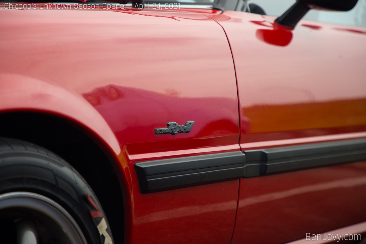 Detail of Mazda RX-7 Badge on Fender