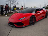 Red Lamborghini Huracan with Strasse SV1 Deep Concave Wheels