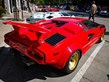 Rear shot of a Red Lamborghini Countach