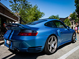 Blue Porsche 911 Turbo in Winnetka