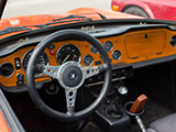 Three-spoke steering wheel in Triumph TR6