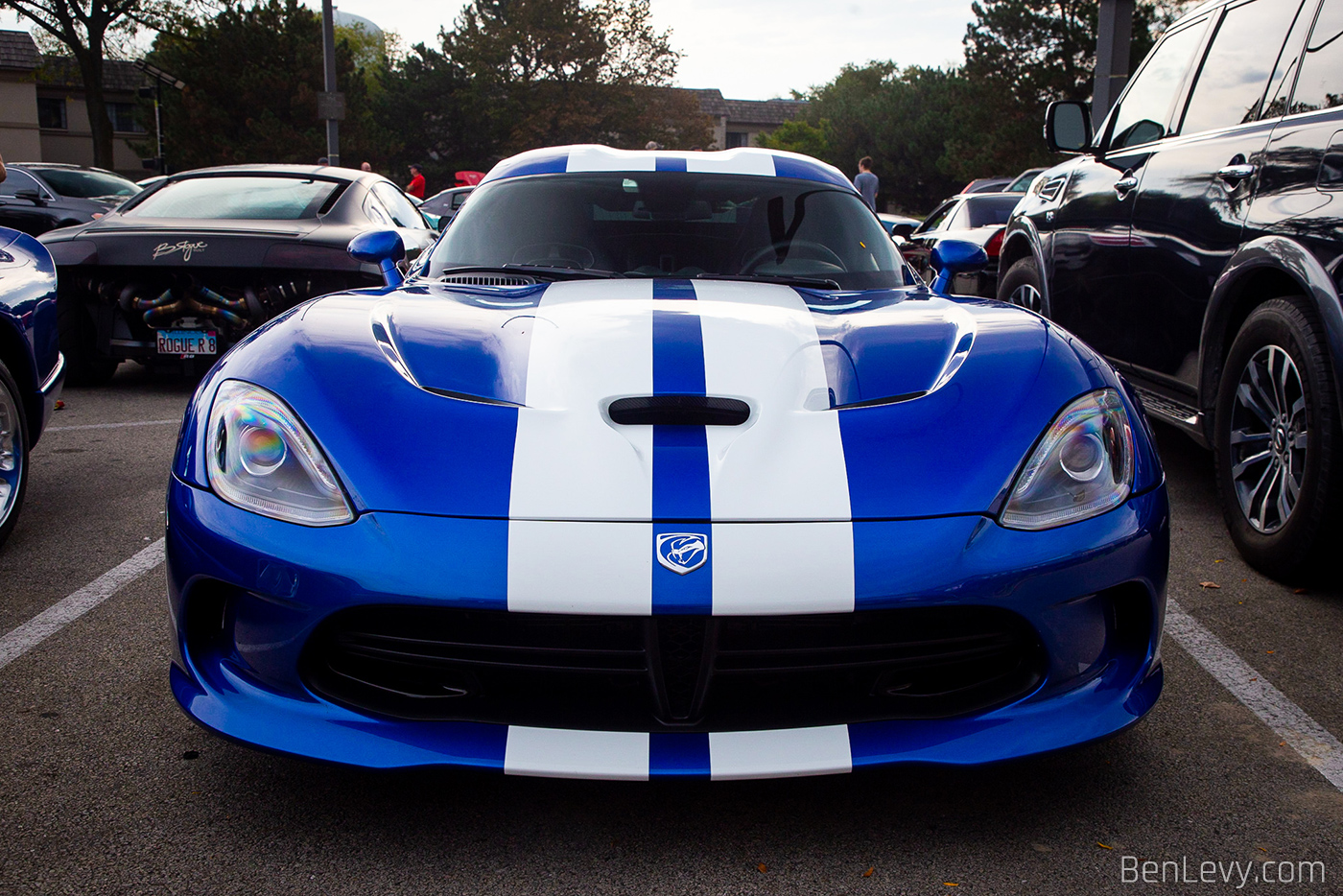 Blue Dodge Viper with White Stripes