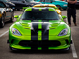 Green Dodge Viper with Black Stripes