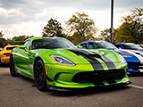 Green Dodge Viper at Cold Blooded Cars & Coffee