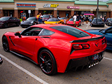Red Corvette Stingray Z51 at Car Meet in Western Springs, IL