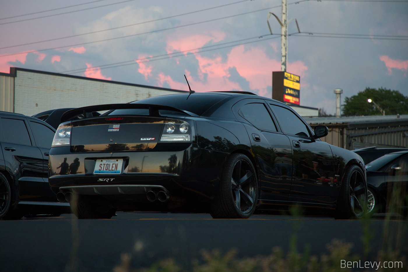 Black Dodge Charger SRT-8 at Dusk