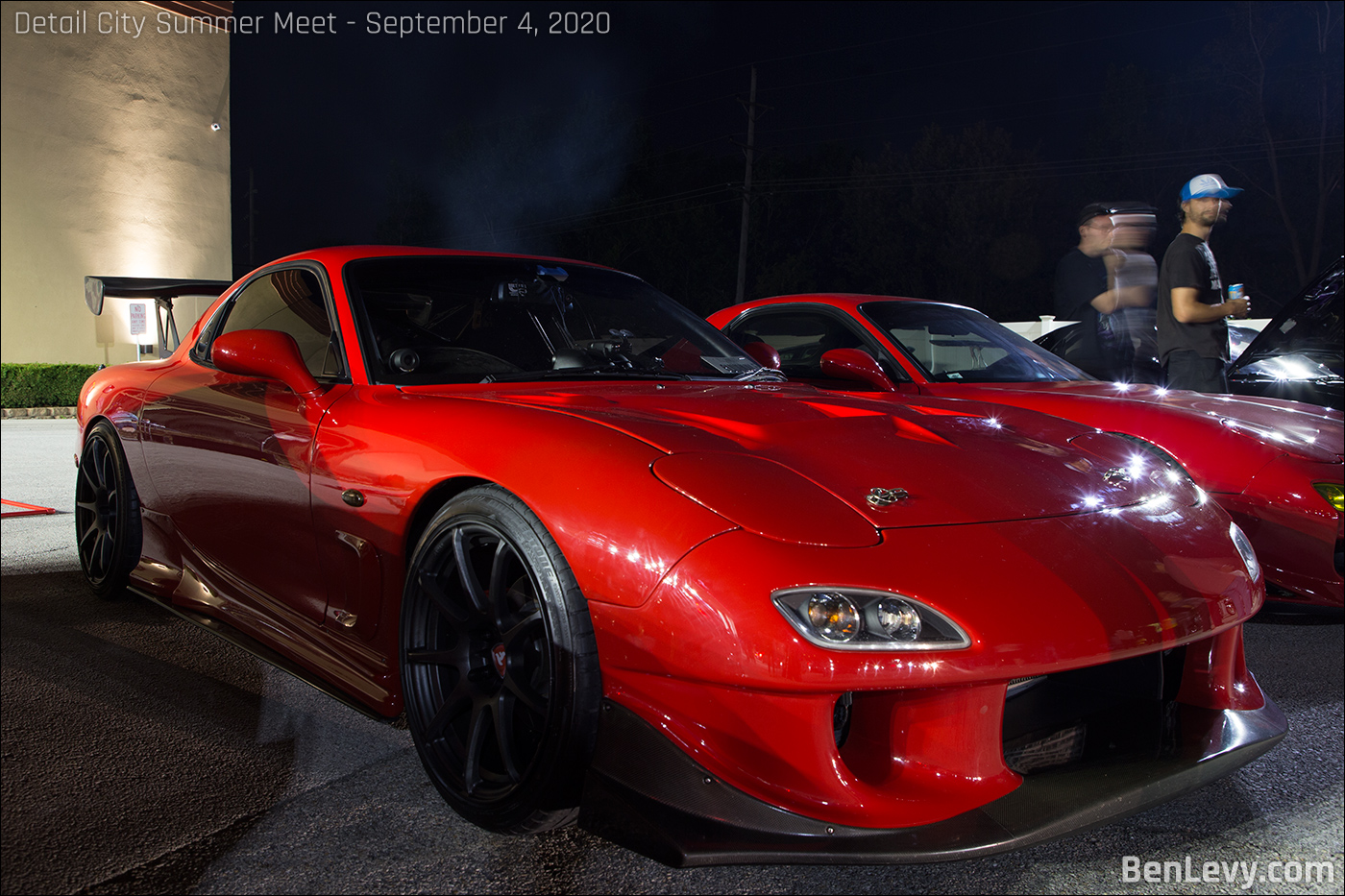 Red Mazda RX-7 with custom front bumper