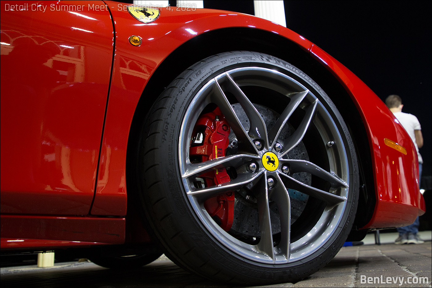 Detail of a Ferrari 488 wheel
