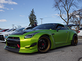 R35 Nissan GT-R with Green Wrap