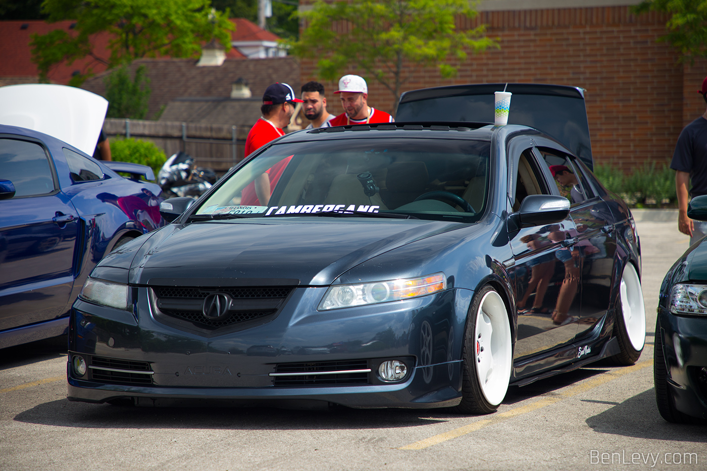Bagged Acura TL on White Wheels
