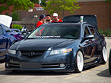 Bagged Acura TL on White Wheels