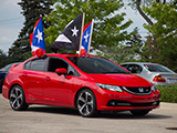 Red Civic Si with Puetro Rican Flags